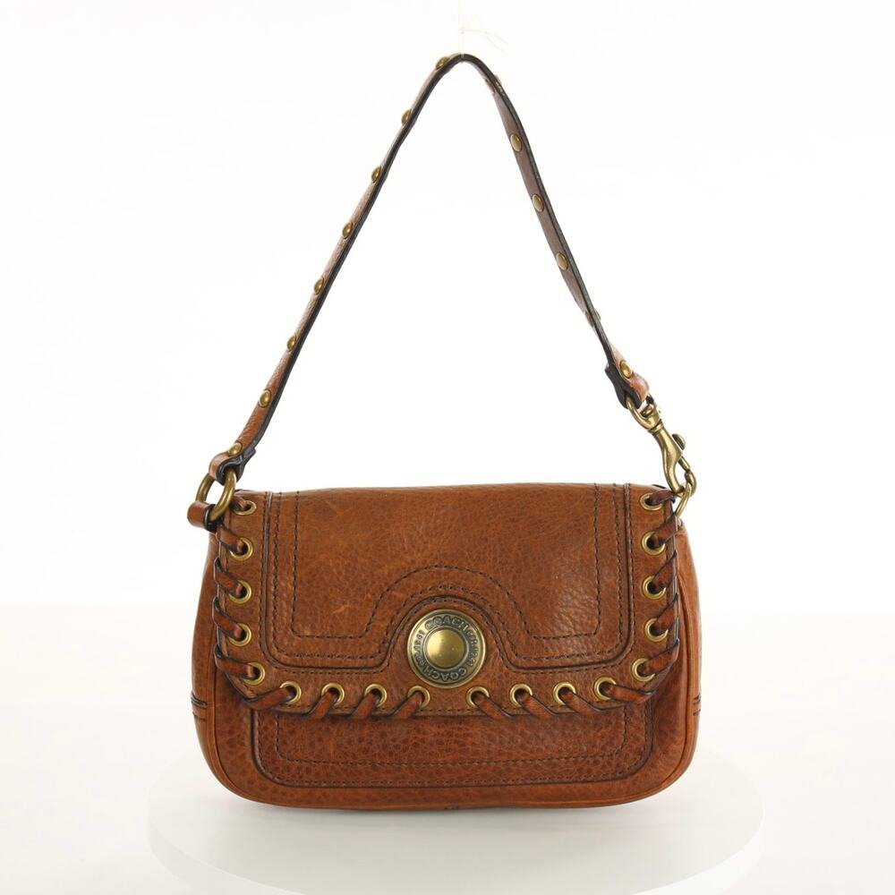 Coach Chelsea Abby Tobacco Brown Whipstitch Studded Leather Bag